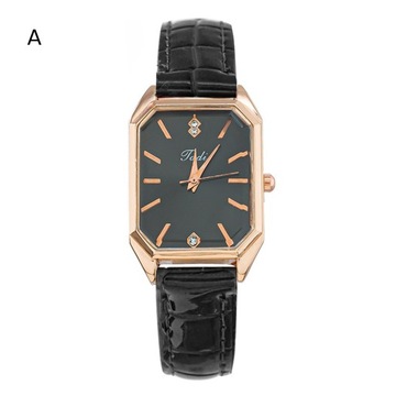 Women Watch Rectangle Dial Faux Leather Strap Quartz