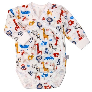 BAWEŁNIANE BODY KOPERTOWE Długi rękaw Safari r.56