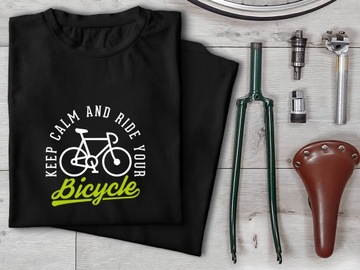Футболка с ярким логотипом KEEP CALM RIDE BICYCLE