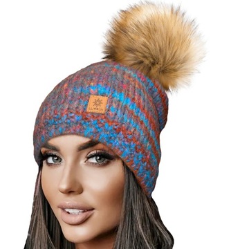 Zimowa CZAPKA CIEPŁA pompon i polar Woolk Morgana