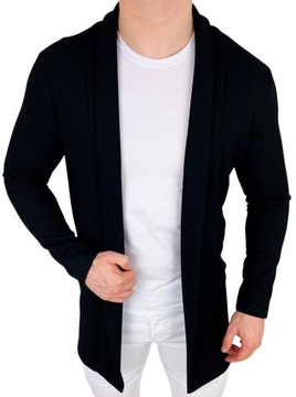 Czarny dlugi sweter meski kardigan 6882G - L