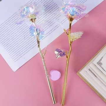 Вечная роза LED FLOWER LIGHTING радуга пластик подарок на женский день