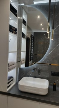 КРУГЛОЕ ЗЕРКАЛО СО СРЕЗНОЙ БОКОВОЙ СВЕТОДИОДНОЙ ПОЛУКРУГЛОЙ 100 см СО СВЕТОДИОДНОЙ ПОДСВЕТКОЙ