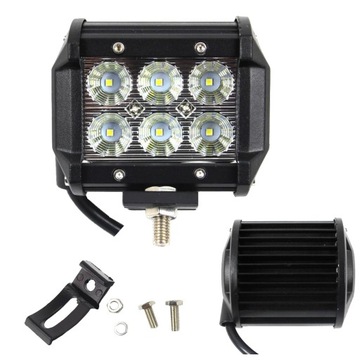 LAMPA ROBOCZA panel 6 LED 18W 12V 24V szperacz halogen PROSTOKĄTNA