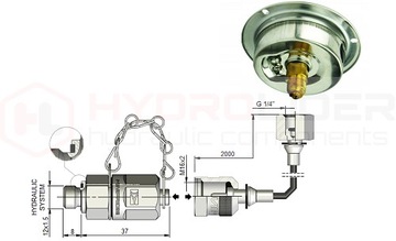 Кабель измерения давления M12x1,5, манометр 250 бар