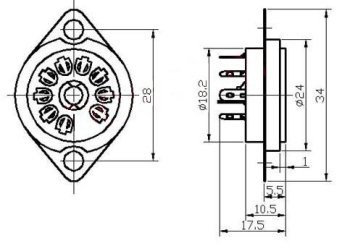 Noval 9-контактная керамическая розетка типа 1