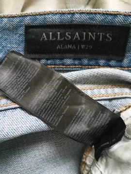 Allsaints jeansy proste spodnie z dziurami 29
