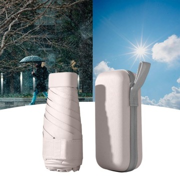 Мини-зонтик для путешествий, ручной зонтик для защиты от солнца, прочный, 6 ребер, бежевый цвет