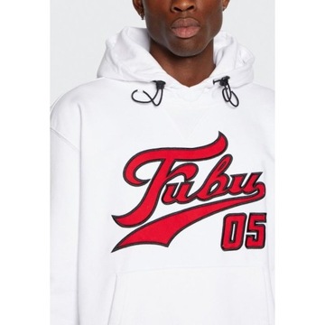 FUBU BLUZA MĘSKA Z KAPTUREM BIAŁA VARSITY HEAVY L