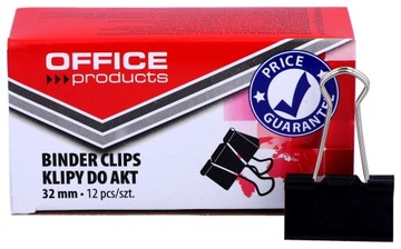 Klipy biurowe 32mm 12szt czarne klips