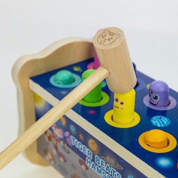 DREWNIANA GRA ZRĘCZNOŚCIOWA EDUKACYJNA WBIJAK DLA DZIECKA