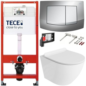 TECE ZESTAW PODTYNKOWY WC MISKA RIMLESS PRZYCISK CHROM POŁYSK/CHROM MAT 7W1