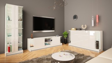 КОМОД EFECTO 2 160см МАТОВЫЙ БЕЛЫЙ ГЛЯНЕЦ + LED