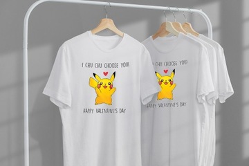 KOSZULKA T-SHIRT WALENTYNKI XL PIKACHU HAPPY VALENTINES DAY PREZENT JAKOŚĆ