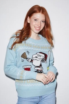 C&A SNOOPY Peanuts sweter świąteczny damski L