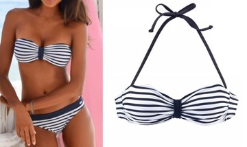 VENICE BEACH BIKINI W PASKI WHITE/NAVY 34AB GÓRA