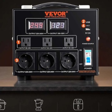 Преобразователь напряжения 110В 230В 5000Вт Тороидальный трансформатор USB-C LED