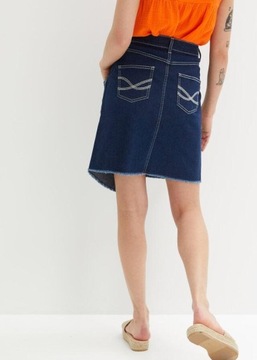 ДЖИНСОВАЯ ЮБКА СТРЕЙЧ, АСИММЕТРИЧНЫЙ НИЖ 36