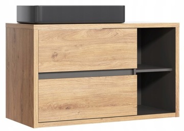 Wisząca szafka łazienkowa 100CM DEVON 823 GRAFIT z umywalką SLIM BLACK