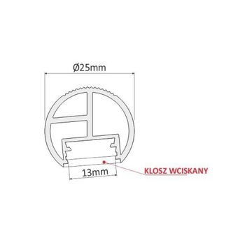 Drążek reling oświetlenie LED 100cm z mocowaniem