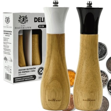 MŁYNEK SÓL PIEPRZ MŁYNEK DO SOLI PIEPRZU ZESTAW DREWNO RĘCZNY DREWNIANY