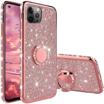 ETUI BROKAT DO IPHONE 12 PRO MAX RING CASE + SZKŁO