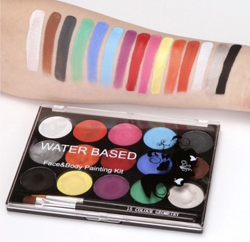 КРАСКИ КРАСКИ ДЛЯ ПОКРАСКИ ЛИЦА И ТЕЛА 15 ЦВЕТОВ. МОЮЩИЕСЯ ДЕТИ + ШАБЛОНЫ