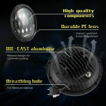 КОМПЛЕКТ ФАР МОТОЦИКЛ ПЕРЕДНИЙ ФОНАРЬ LED 7IN