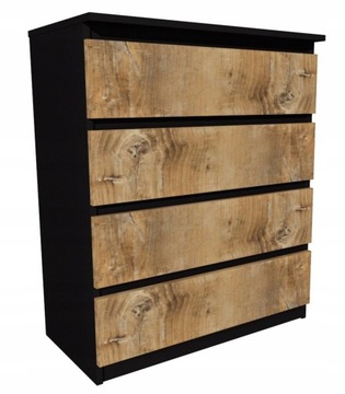 Komoda czarna front drewno retro 80x45cm 4szuflady