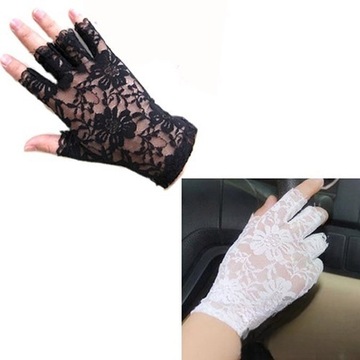ORAZ MODNE KRÓTKIE KORONKOWE RĘKAWICE BEZ PALCÓW
