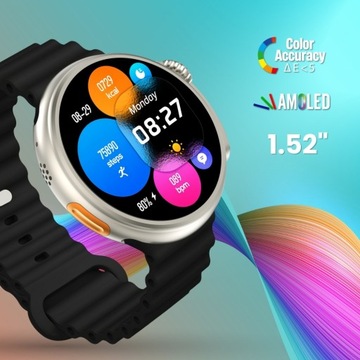 Смарт-часы Часы Металл AMOLED меню PL Вызовы ЭКГ Android iOS + 2 ремешка