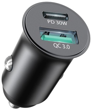 SZYBKA MOCNA Ładowarka Samochodowa USB USB-C TYP-C QC 3.0 PD 30W