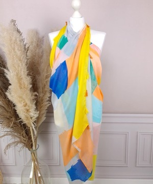 PAREO CHUSTA PLAŻOWA BAWEŁNIANA na strój narzutka letnia sukienka, KOLORY