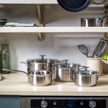 Zestaw garnków stalowych 7 elementów / KitchenAid