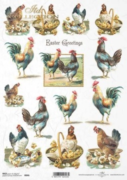 Papier decoupage ryżowy R846 A4 PAPIERY WIELKANOC