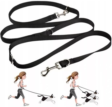 SMYCZ PRZEPINANA REGULOWANATRENINGOWA DŁUGA SPACEROWA PODWÓJNA DLA PSA 5M