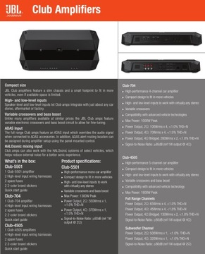 АВТОМОБИЛЬНЫЙ УСИЛИТЕЛЬ JBL CLUB 704 4 КАНАЛА 1000ВТ