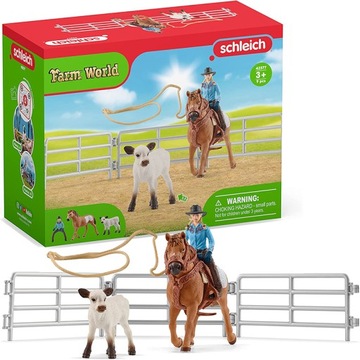 KOWBOJKA ŁAPANIE NA LASSO KOŃ CIELĘ SCHLEICH 42577