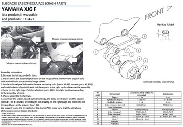 CRASH PADY RENNER YAMAHA XJ6 F kod: T10427