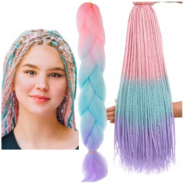 WŁOSY SYNTETYCZNE DO WARKOCZYKÓW OMBRE KOLOROWE WARKOCZYKI PASMA 130CM