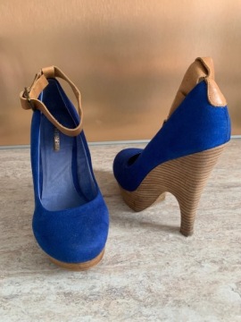 LA STRADA синие туфли на высоком каблуке на платформе 38