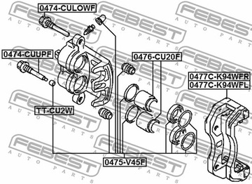 FEBEST 0477C-K94WFR DRŽÁKY TŘMENU BRZDY - SADA