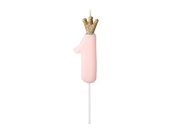Świeczka urodzinowa Cyferka 1 jasny różowy 9.5cm
