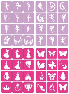 Szablony do tatuaży brokatowych, Tatuaże brokatowe - mix 100 sztuk