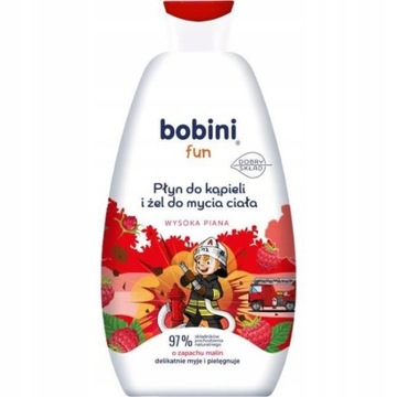 Bobini Fun Płyn i Żel do mycia ciała 500ml Maliny