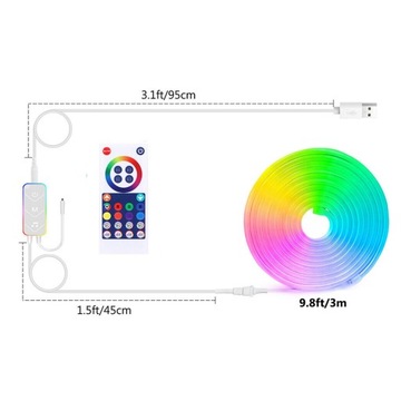 УМНЫЕ СВЕТОДИОДНЫЕ ЛЕНТЫ НЕОНОВЫЕ ЛАМПЕРЫ RGBIC ОГНИ DIY 10W5V