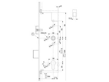 Maco E92 DM 45 kaseta serwisowa zamek główny zasuwnica okucie do drzwi