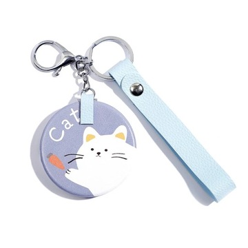 Korean Fashion Makeup Mirror Small Round Mirror Keychain Double-Sided Foldi