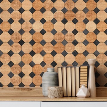 TAPETA GEOMETRYCZNA DREWNO FORNIR OKTAGON 5599al