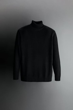 ZARA MAN SWETER GOLF GRUBY CZARNY BAWEŁNA XL